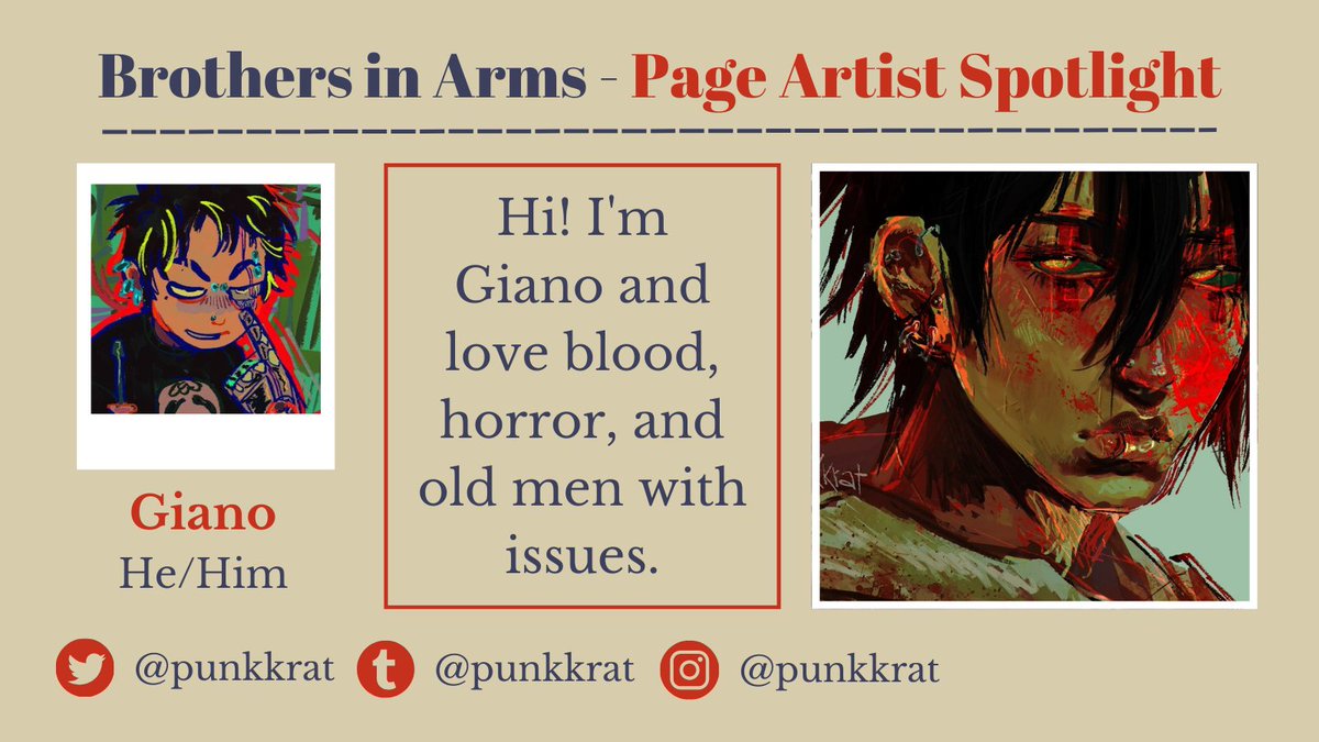 [ #goldenkamuy #zine ]

Today we look at Giano (<a href="/punkkrat/">CHOMP BITE CHOMP</a>), a horror lover and of course, a very talented artist