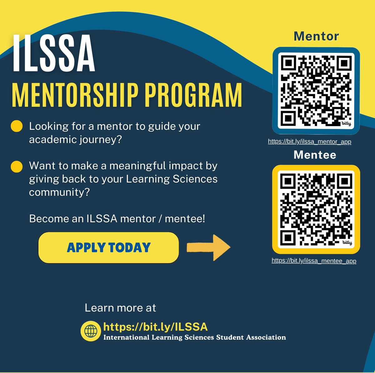 We're excited to announce the launch of our  🪩 ILSSA Mentorship Program! 🪩

Learn more &amp; apply at bit.ly/ILSSA