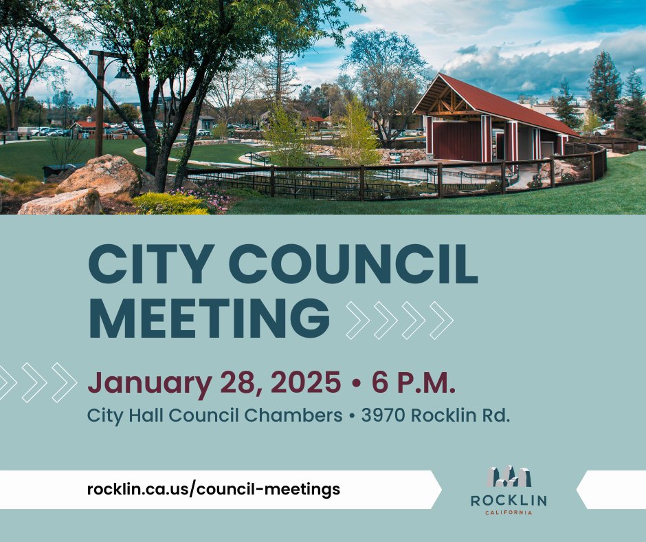 Attend tonight’s Rocklin City Council meeting to stay informed on what’s happening in your community.

Find the agenda, here: rocklin.ca.us/city-council-m…