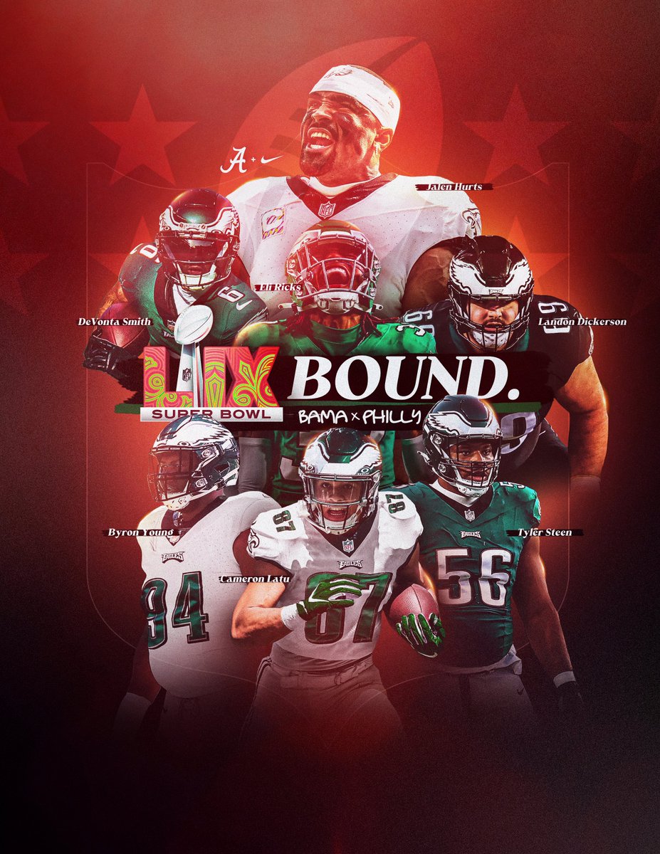 LIX Bound.🏆

<a href="/Landon_2012/">Landon Dickerson</a> <a href="/DeVontaSmith_6/">DeVonta Smith</a> <a href="/JalenHurts/">Jalen Hurts</a> <a href="/ZzTylerzZ00/">Tyler Steen</a> <a href="/eliasricks/">Eli</a> <a href="/ByronYoung19/">Byron Young</a> <a href="/cameronlatu/">Cameron Latu</a> 

#RollTide