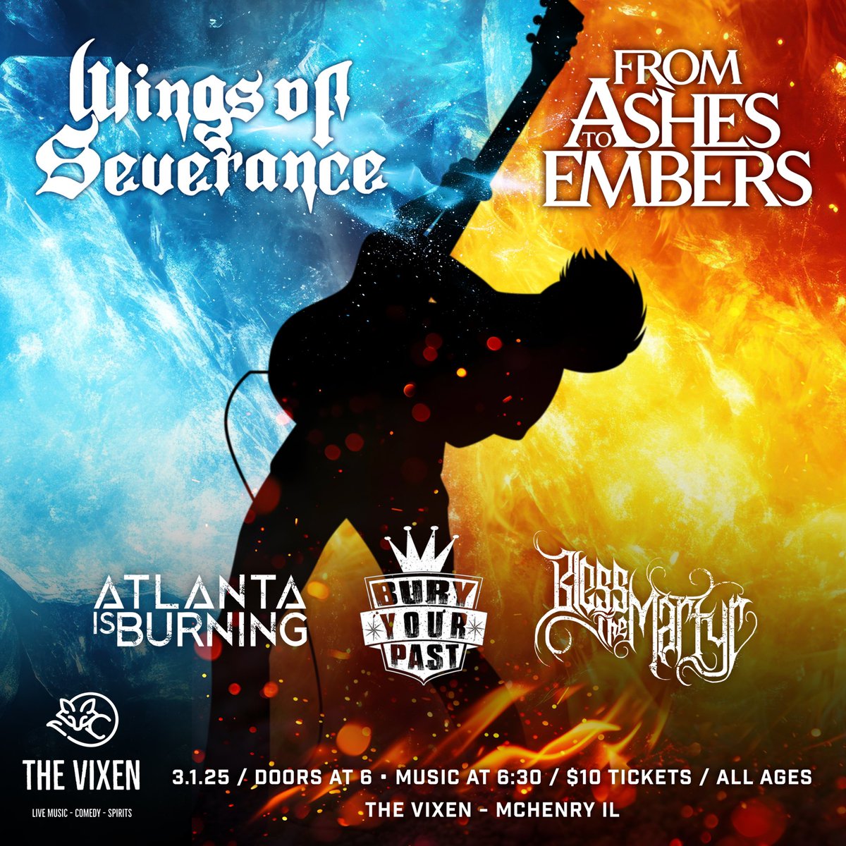 AtlantaIsBurnin's tweet photo. Atlanta Is Burning returns to the stage at The Vixen in McHenry on Saturday March 1st!
Tickets 10 bucks. All ages! Event and ticket link in comments. #chicagometal #chicagollocalmusic #concert #localmetal #chicagoland https://t.co/DPV53xixgr