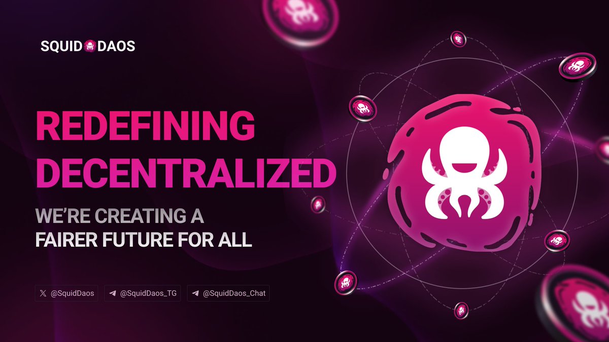 🐙 SquidDaos: Redefining Decentralized Economies

At #SquidDaos, our vision is clear:

1️⃣ Decentralized Economies: Empower communities to grow and thrive without central control.

2️⃣ Beyond Finance: Apply DAO principles to industries like education, governance, and nonprofits for