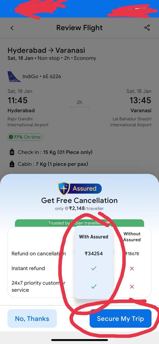 PSSaikumar2's tweet photo. @ixigo is this fair for you to prompt it as the default option and highlight to proceed with it by default? @jagograhakjago @RamMNK @Ministry_CA  kindly check this fraud tactics to fool around public and inflate the airline prices. https://t.co/BaBKdxWAQ6