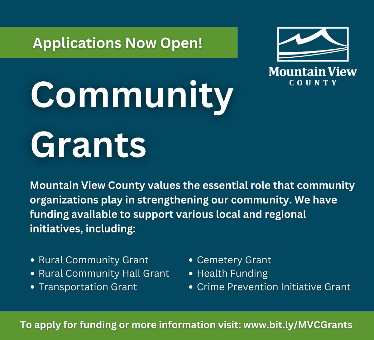 MVCounty's tweet photo. Community Grants Available! We have funding available to support various local and regional initiatives!
For more information on grant details or the application process, please email grants@mvcounty.com or visit https://t.co/Msyb8q1P4x
#MVCounty #CountyGrants #MVCGrants https://t.co/44novx8h8j