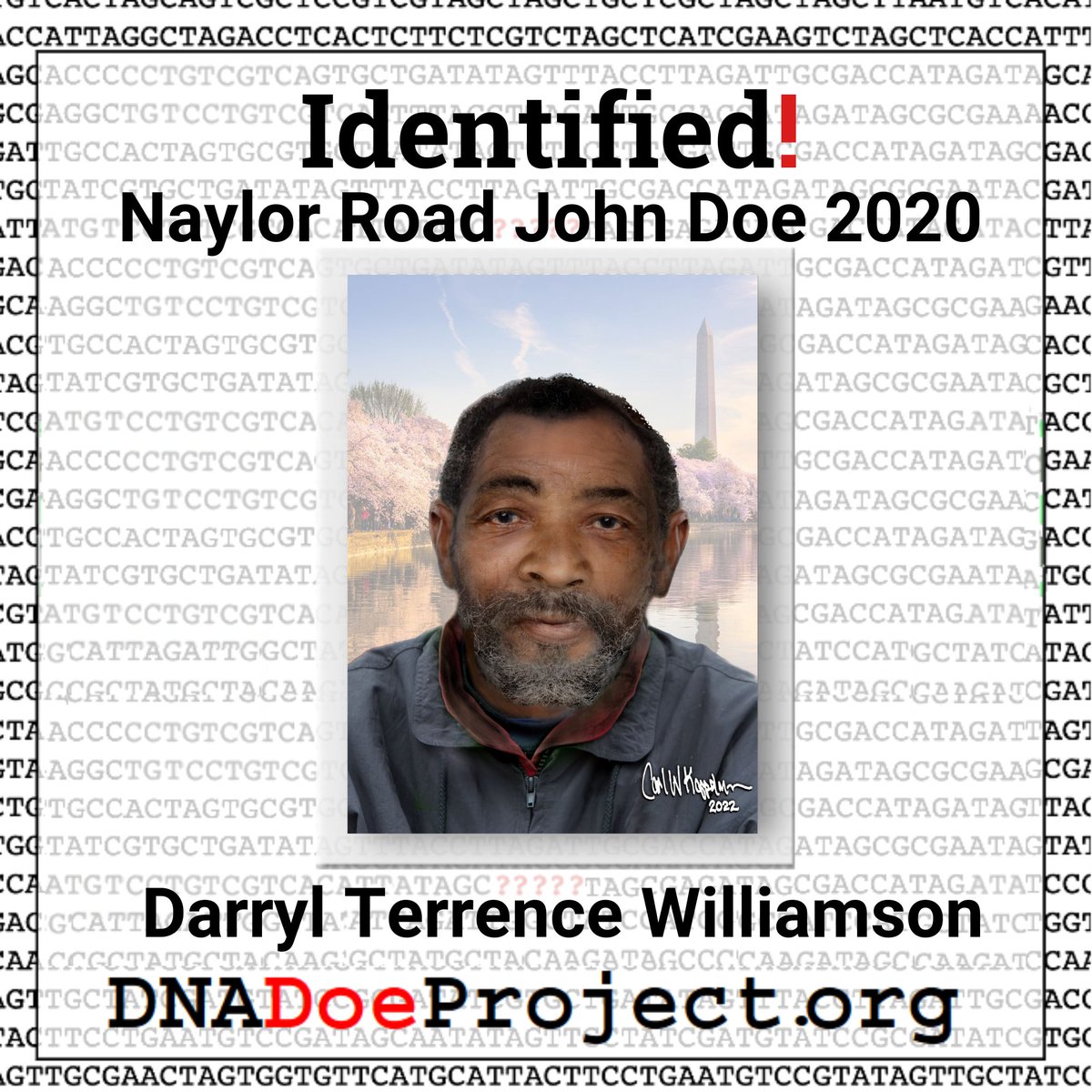 Darryl Williamson was found deceased in a house in Washington, D.C. in 2020. It was an honor to return him to his family. Read the full press release on our website here:
dnadoeproject.org/case/naylor-ro…