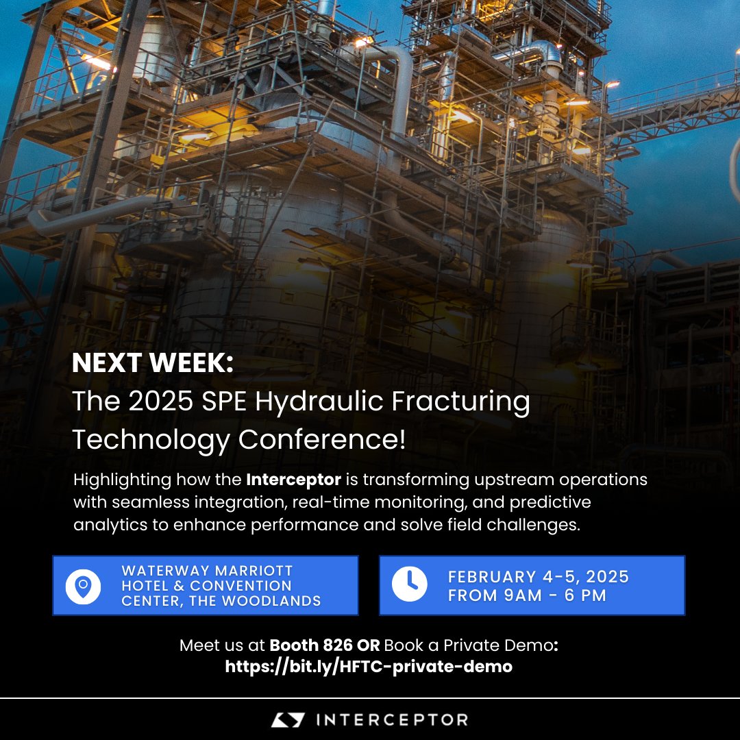 interceptorbybp's tweet photo. NEXT WEEK: Transform your #upstreamoperations at #SPE #HFTC2025!

Join us to see how #InterceptorbyBP redefines #upstreamimplementation with: Real-time data, proactive maintenance &amp; seamless integration. 

Visit Booth 826 or book a private demo at https://t.co/4p29cO9U0k https://t.co/p27Yis15hz
