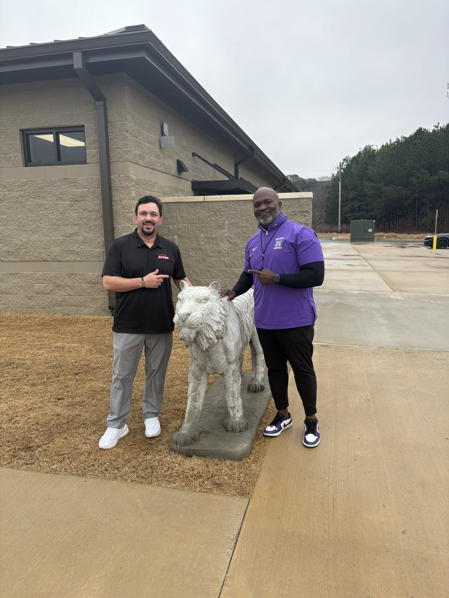 Thanks to <a href="/CoachBertB/">Bert Biffani</a> from <a href="/JaxStateFB/">Jax State Football</a> 🏈 for stopping by to visit the Tenacious Tigers. #RecruitTheParkway #B.E.