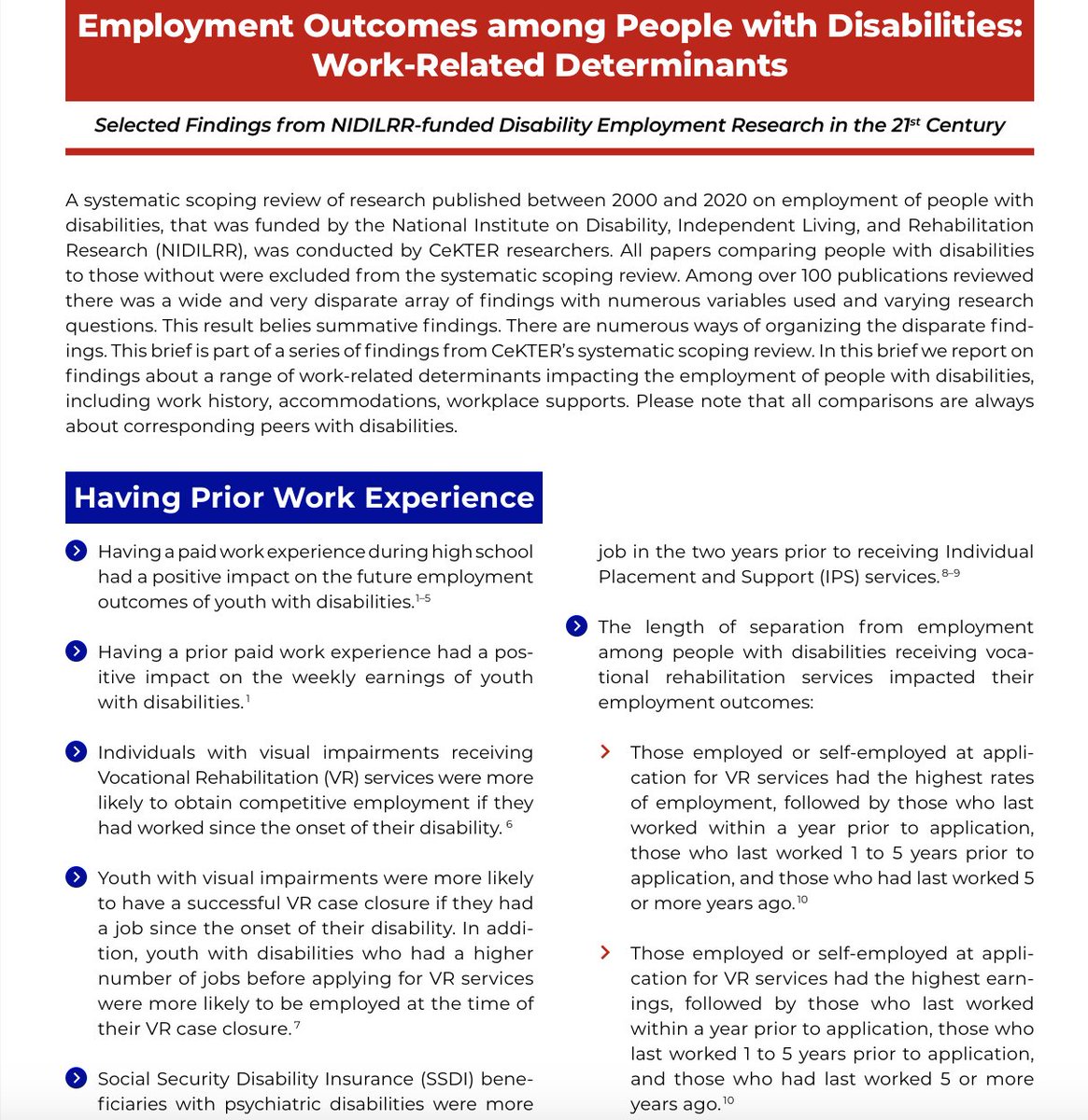 Recently our researchers conducted a review of research done from 2000 - 2020 on employment determinants of people with disabilities against corresponding peers with disabilities. #DisabilityAwareness #NIDILRR funded.
umassmed.edu/cekter/resourc…