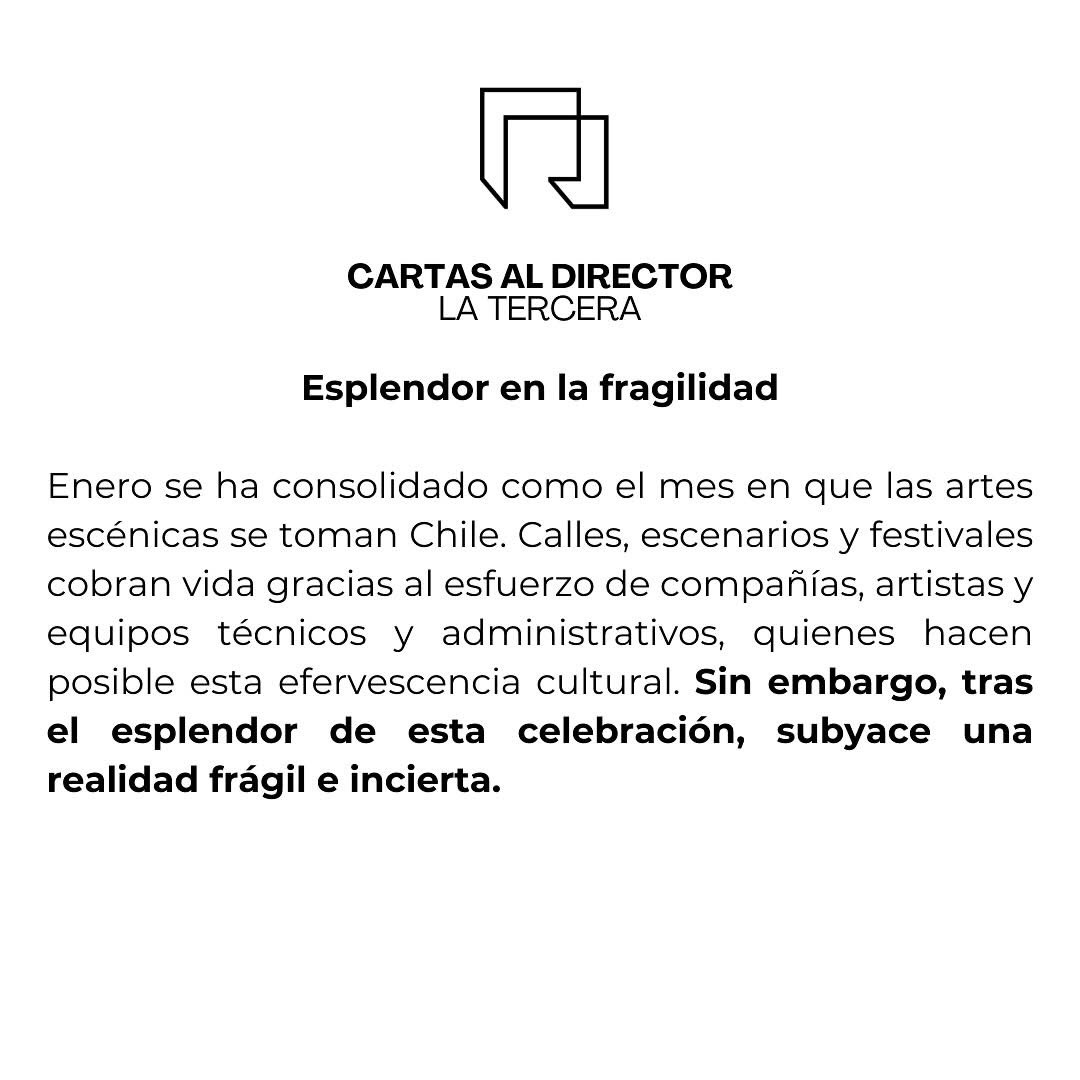 todalaculturacl's tweet photo. Compartimos la carta de @RedSalasTeatro sobre la incierta y preocupante situación del Programa de Apoyo a Organizaciones Culturales Colaboradoras #PAOCC del @culturas_cl que hoy afecta a diversas instituciones artísticas del país y a quienes en ellas trabajan https://t.co/BBP2fV5MG6