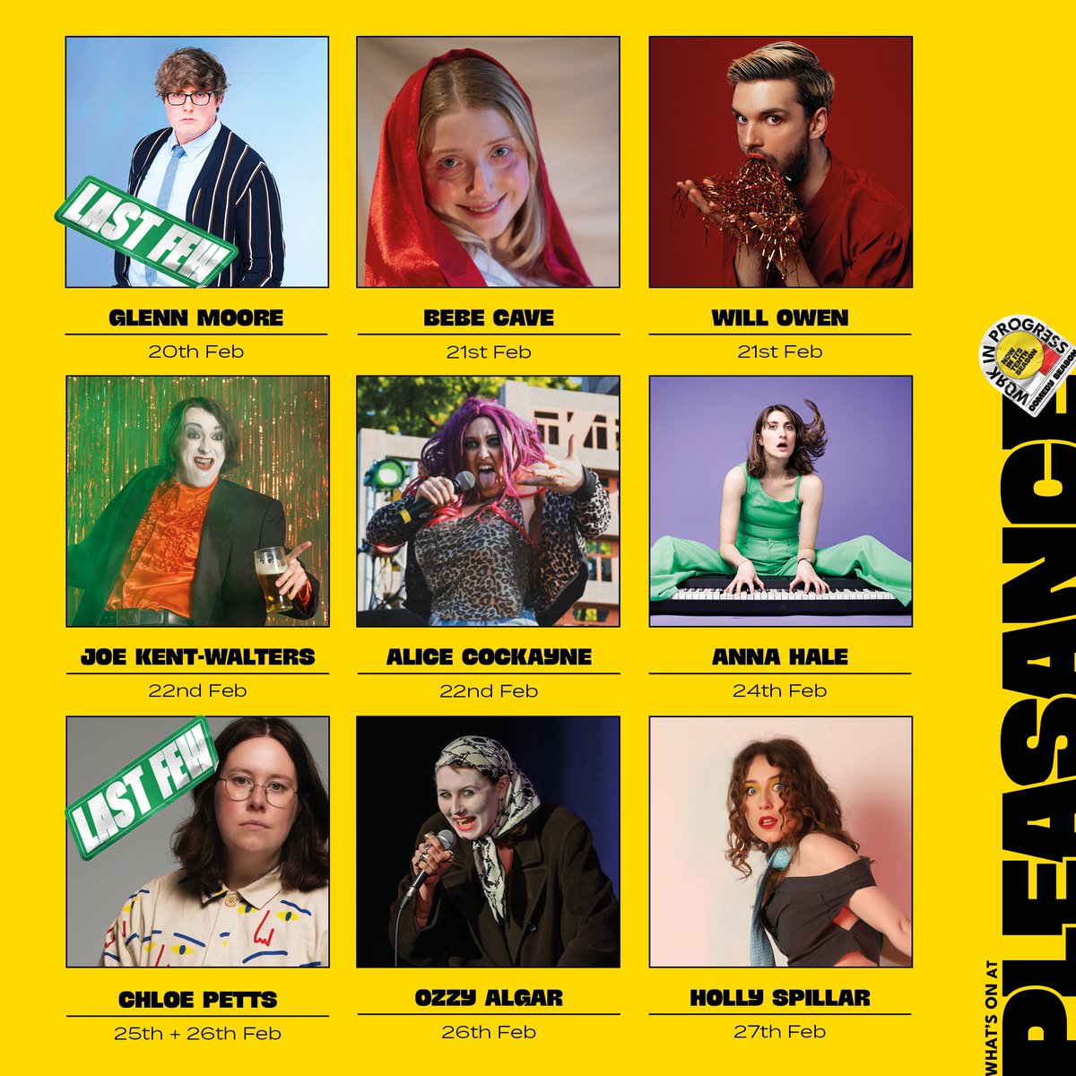 As we get ready to open the Studio for our first full week of shows, let’s take a look at the dozens of WIPs you can catch at the Pleasance over the next few months!