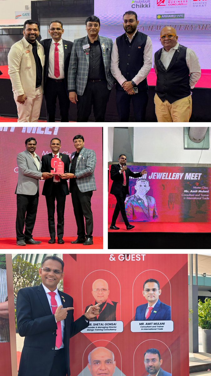 Amit_Mulani's tweet photo. It was truly an incredible experience engaging with a vibrant and enthusiastic community of jewellery entrepreneurs during the Mega Jewellery Meet organized by BNI Greater Surat as part of the Business Conclave in Surat. https://t.co/tikwNPzSFJ