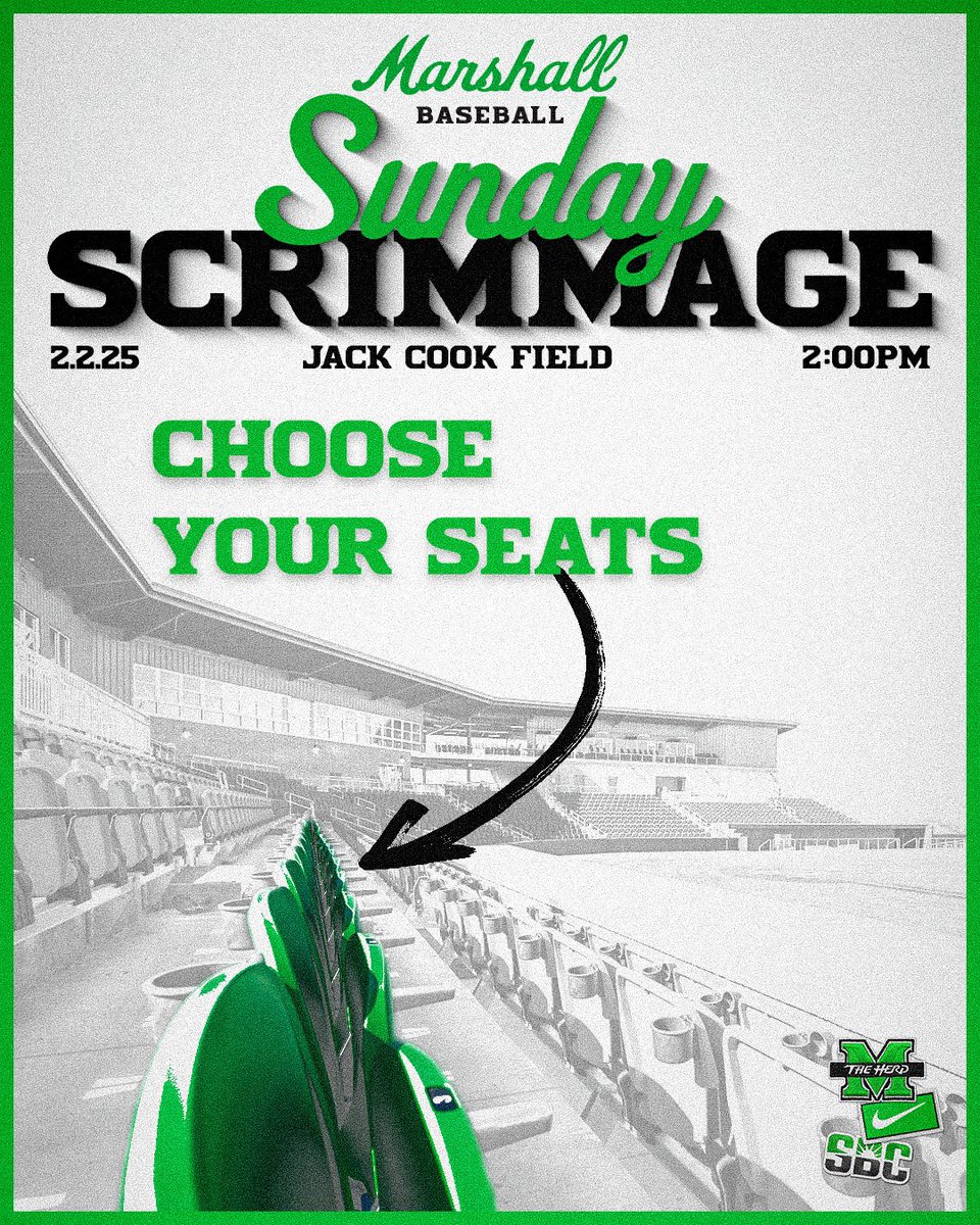 Sunday scrimmage at The Jack! 😍

Get out to see the team this Sunday at 2pm and have an opportunity to choose your seats for the upcoming season 🎟️💺

#WeAreMarshall