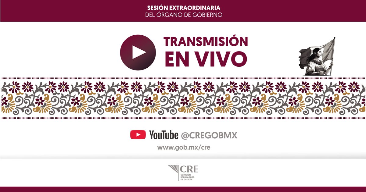 CRE México (@cre_mexico) on Twitter photo Sigue la transmisión en vivo de la Sesión Extraordinaria del Órgano de Gobierno, este 27 de enero de 2025, a las 13:00 horas. Ingresa al siguiente link:
youtube.com/live/F4xt00OX0… Sigue la transmisión en vivo de la Sesión Extraordinaria del Órgano de Gobierno, este 27 de enero de 2025, a las 13:00 horas. Ingresa al siguiente link:
youtube.com/live/F4xt00OX0…