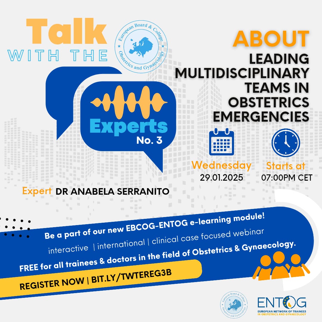 ENTOG_Exc (@entogexc) on Twitter photo 🚨 Happening this week! 🚨
Talk with the Experts No. 3
🌟 Leading Multidisciplinary Teams in Obstetrics Emergencies 🌟
🗓️ 29 Jan 2025 | 🕖 7:00 PM CET
Learn non-technical skills for clinical leadership <a href="/adserranito/">Anabela Serranito</a>
🔗 Register FREE: bit.ly/TWTEREG3B 🚨 Happening this week! 🚨
Talk with the Experts No. 3
🌟 Leading Multidisciplinary Teams in Obstetrics Emergencies 🌟
🗓️ 29 Jan 2025 | 🕖 7:00 PM CET
Learn non-technical skills for clinical leadership <a href="/adserranito/">Anabela Serranito</a>
🔗 Register FREE: bit.ly/TWTEREG3B