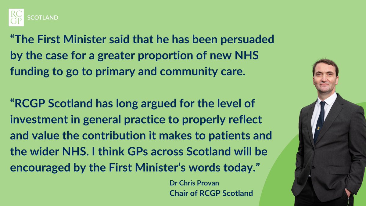 RCGP Scotland (@rcgpscotland) on Twitter photo We welcome today's speech from <a href="/ScotGovFM/">First Minister</a> on renewing the NHS.
Read our full response here: rcgp.org.uk/News/scotland-… We welcome today's speech from <a href="/ScotGovFM/">First Minister</a> on renewing the NHS.
Read our full response here: rcgp.org.uk/News/scotland-…