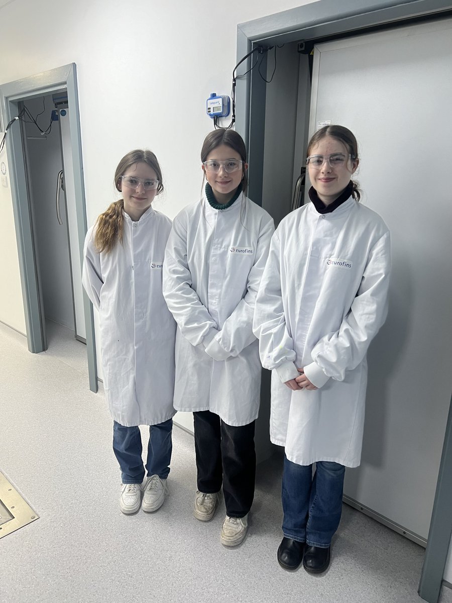 Eurofins Essay Winners
TY students Meadhbh, Oceane and Lana enjoyed a week of Work Experience this was as a result of participating in the Eurofins Essay Competition of which they were prize winners. They had an action packed week and learned loads. Well done.