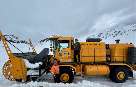 AlaskaDOTPF's tweet photo. 🏔️ 🏔️ #HatcherPass #AvalancheMitigation Update 1/27/25 9:30 am --Road will remain closed at MP 10.8 (just past Skeetawk Ski Area). Naturally occurring avalanches have decreased as the storm moves through. DOT&PF will continue to assess daily and will have another update regarding clearing tomorrow evening after a site visit. Road Updates will be posted on the 511 system. https://t.co/j8WTKK2h7J . Weather forecasts from NOAA for the area are found at https://t.co/7xFzEdG24g
Photo is a throwback from last year, but who doesn't enjoy seeing a monster-clearing piece of equipment in its natural habitat! #KeepAlaskaMoving
