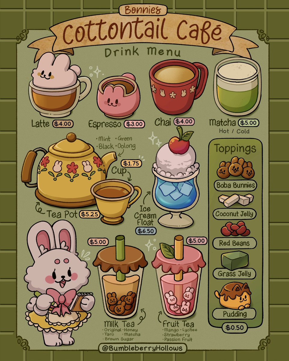FaithVarvara's tweet photo. Stop by Bonnie Bunnies Cottontail Café ! Coffee, Bubble tea, matcha and more!💕 https://t.co/zc9uiBLbuC