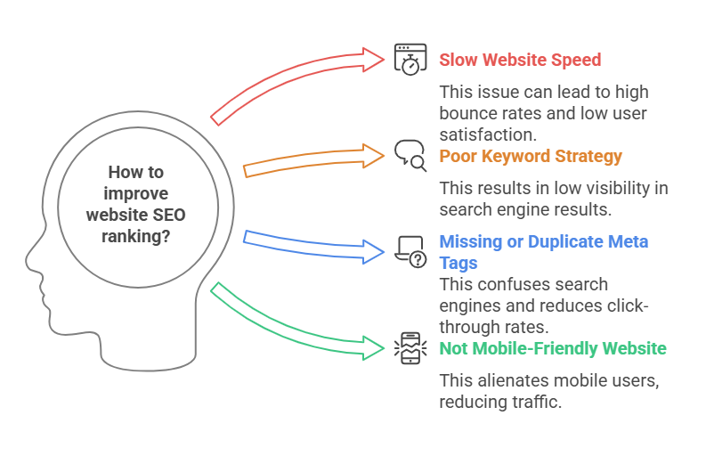 Title:
🚨 Are These SEO Mistakes Hurting Your Website Ranking? Let's Fix Them! 🛠️
Content:
Many websites struggle to rank well on Google due to common SEO mistakes. You might be making one of these mistakes if you're facing low traffic and poor visibility.