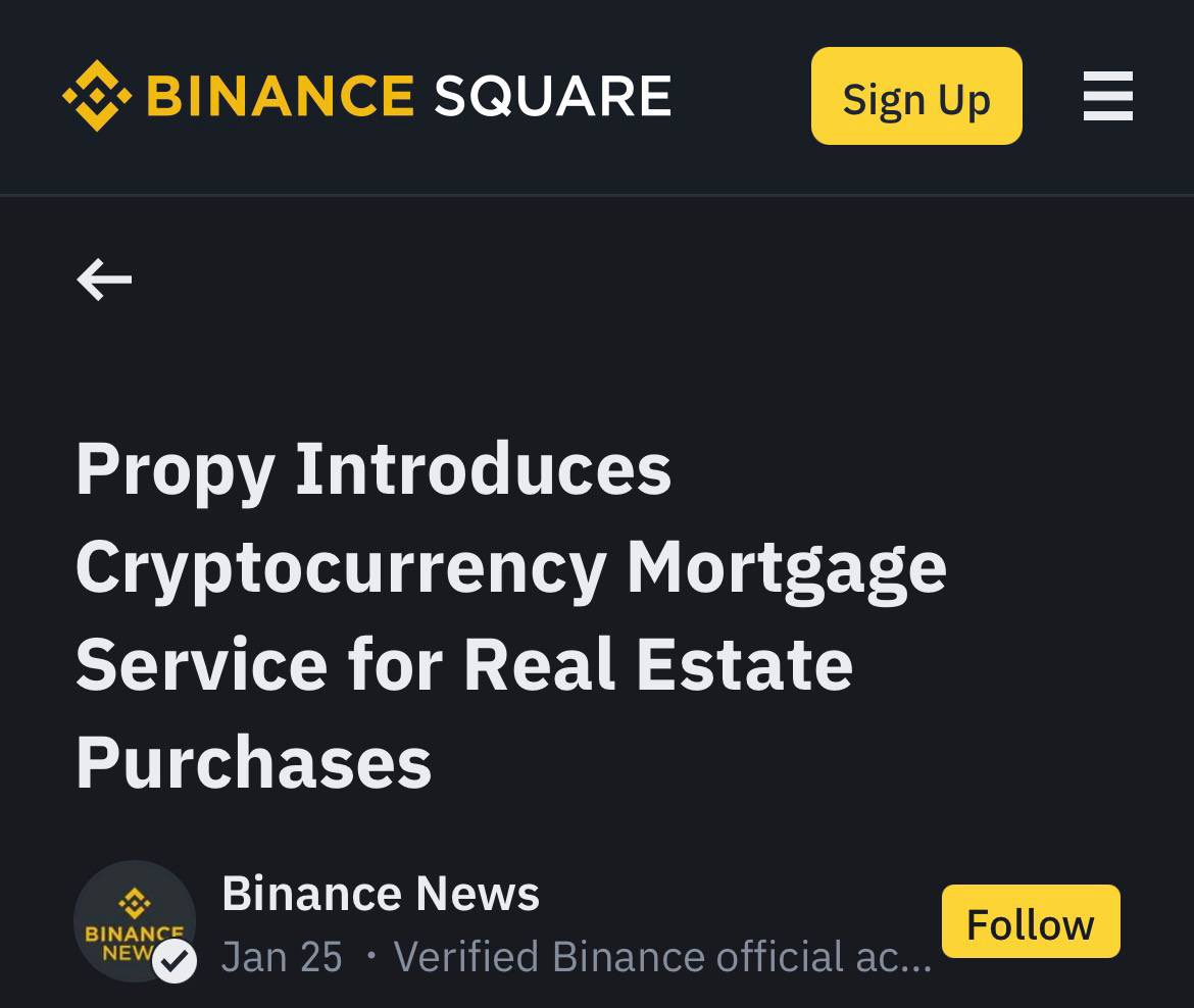 PropyInc's tweet photo. “Propy's CEO, Natalia, highlighted the benefits for Bitcoin holders, noting that they can acquire real estate through loans without selling their Bitcoin and incurring taxes. She described this initiative as a milestone that demonstrates the future of real estate, showcasing how blockchain technology can streamline the home-buying process by replacing traditional, lengthy loan approval procedures with instant and efficient solutions.” 

Full article in the comments below: