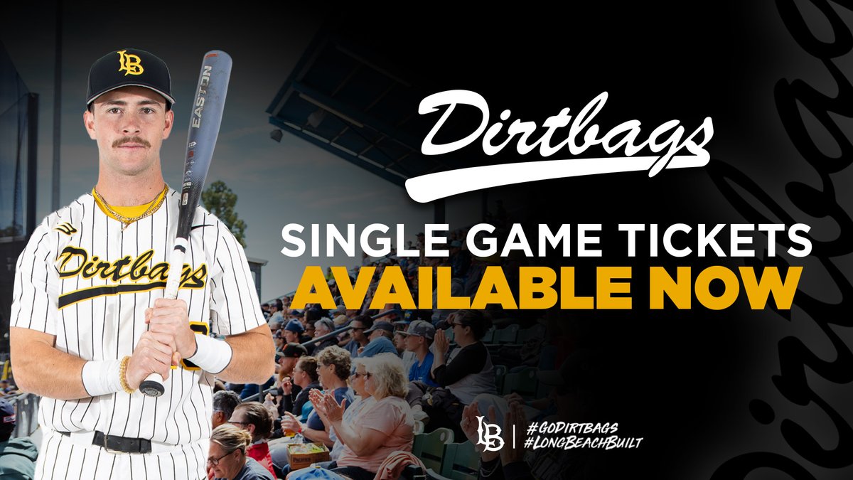 LBDirtbags's tweet photo. The Dirtbags begin in 18 Days under new head coach TJ Bruce! Now is the time to get your tickets for this exciting season!

Season tickets are still available, starting at just $99 for all home games. For questions, please email LBSUtickets@csulb.edu or call/text 562-985-4949. https://t.co/tQ9QtWnJdR