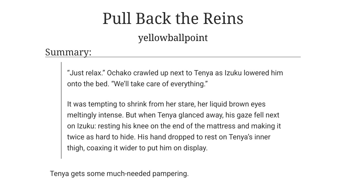 Here's my piece for the <a href="/nsfwtenyazine/">Finish Line | An Iida Tenya Zine</a>! I collabed with Haku to cook up some soft and steamy iidaizuocha action 🥰  link to my fic is below ⤵️

Zine leftovers are open! Run, don't walk to check them out 🏃‍♂️💨