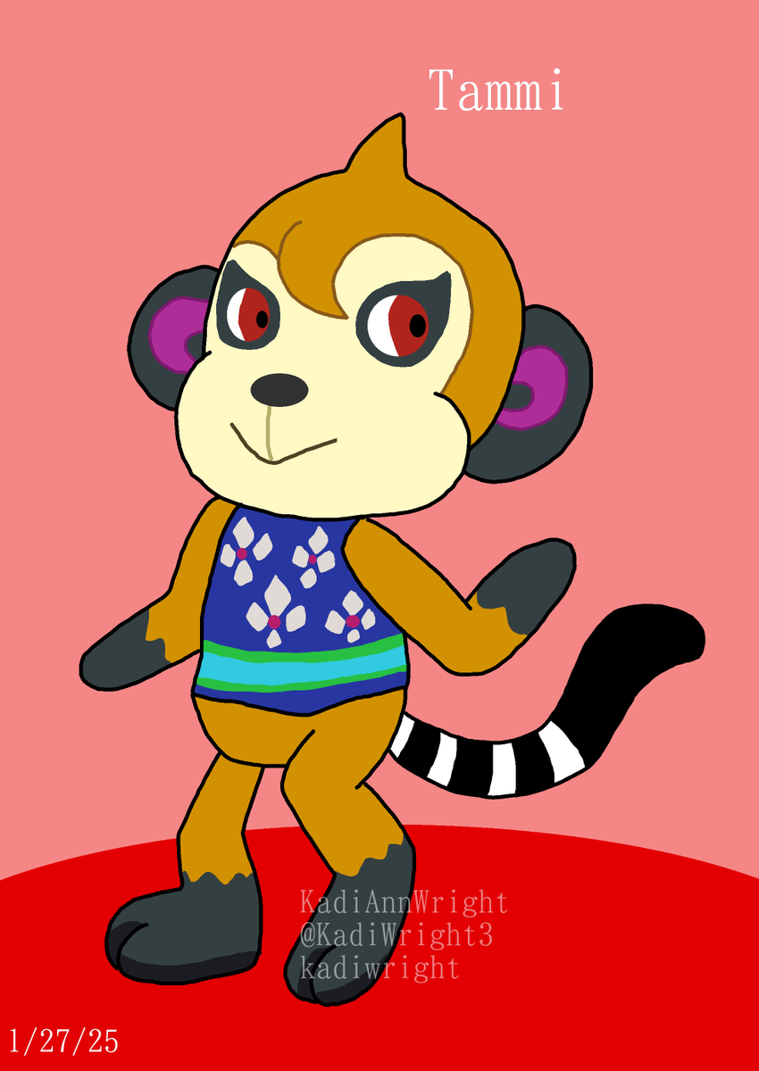 KadiWright3's tweet photo. 🐵Tammi🐵 #AnimalCrossingNewHorizons #Tammi #fanart #digitalart #myart #acnh https://t.co/jZIxPUu9se