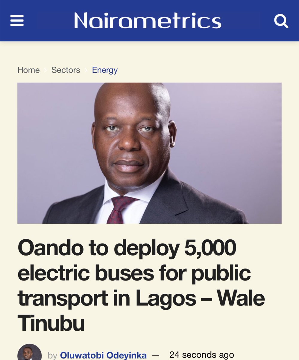 DeeOneAyekooto's tweet photo. The Group Chief Executive Officer of OandO Plc, Wale Tinubu @AdewaleTinubu has disclosed that the oil firm is partnering with the Lagos State Government to deploy 5,000 electric buses for public transportation in the state.
Tinubu, said this in an interview with CNBC Africa, on the sidelines of the just concluded World Economic Forum in Davos, Switzerland.

He said the decision to invest in electric vehicles, particularly for public transportation, is informed by the company’s commitment to adopting cleaner energy solutions as part of its ‘just’ energy transition drive.