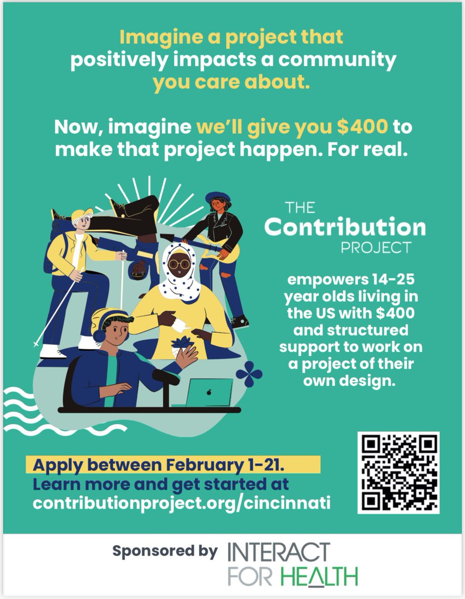 Millstone Fund is highlighting an opportunity from Interact for Health, based on our shared value of the positive impact youth have in our community. Applications are open from February 1-21. Learn more at 
contributionproject.org/cincinnati.