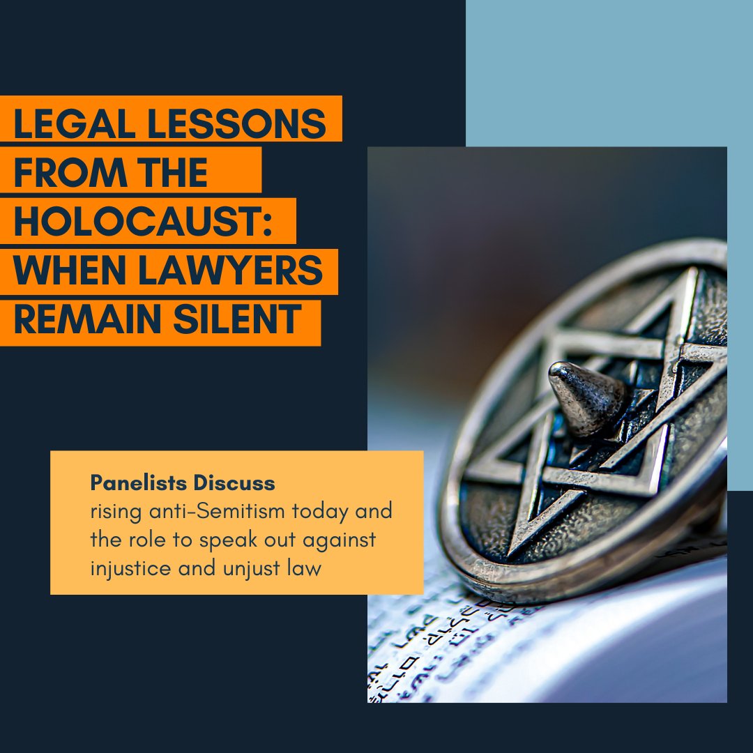 ABA Section of Civil Rights and Social Justice (@aba_crsj) on Twitter photo In honor of Holocaust Remembrance Day, watch "Legal Lessons from the Holocaust: When Lawyers Remain Silent.”
Watch the Recording HERE ➡️ow.ly/FLGo50UO3Wg In honor of Holocaust Remembrance Day, watch "Legal Lessons from the Holocaust: When Lawyers Remain Silent.”
Watch the Recording HERE ➡️ow.ly/FLGo50UO3Wg