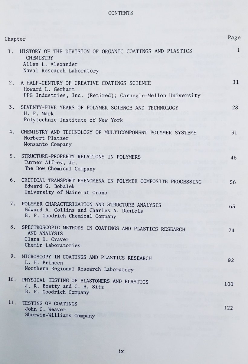 Lisa Baugh (@lisasbaugh) on Twitter photo PMSE History, Week 2: 50 and 25 years ago (1975 and 2000), <a href="/acspmse/">ACS PMSE Division</a> published encyclopedias as part of 50th/75th anniversary celebrations. The “21st Century” book is still found on bookshelves but the 1975 one is rare. The start of each’s TOC is a peek into research at the time. PMSE History, Week 2: 50 and 25 years ago (1975 and 2000), <a href="/acspmse/">ACS PMSE Division</a> published encyclopedias as part of 50th/75th anniversary celebrations. The “21st Century” book is still found on bookshelves but the 1975 one is rare. The start of each’s TOC is a peek into research at the time.