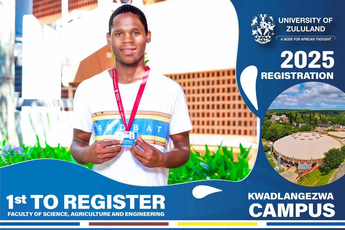 UNIZULUongoye's tweet photo. These are the four students who were the first to register in each faculty on the KwaDlangezwa Campus.
#2025unizulustudentregistration #studentregistration #Registration https://t.co/sGAmINerAx