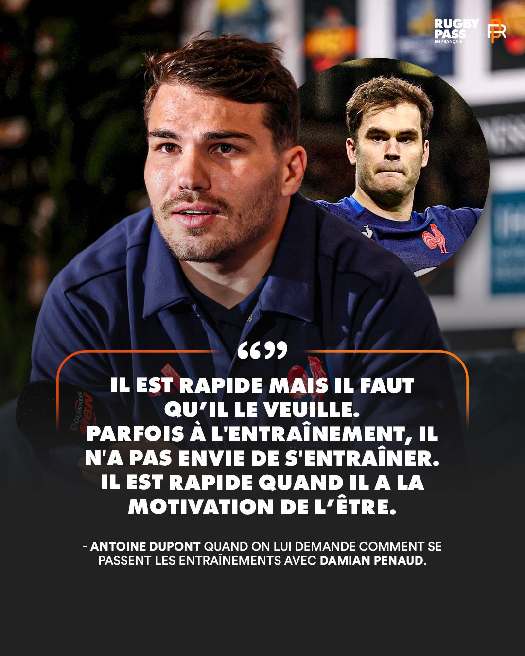 RugbyPass FR 🇫🇷 on X: "Antoine Dupont connaît bien les qualités et les  défauts de son coéquipier de sélection 👀 #rugby https://t.co/O9nTtAEcP0" /  X