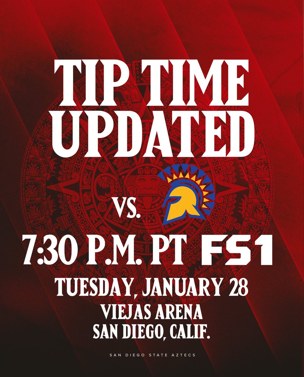 Tomorrow night’s game has been moved up half an hour! Be sure to wear red just like the Aztecs! #GoAztecs