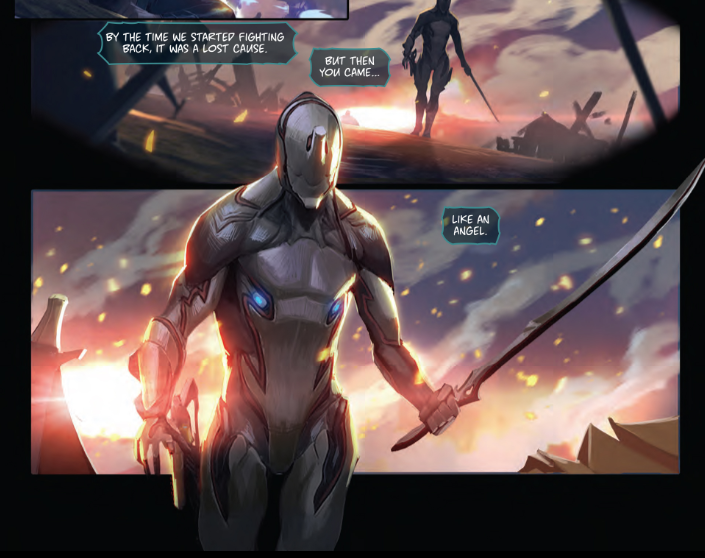 Gotta love when Warframes get this angelic imagery attached to them by the people they save