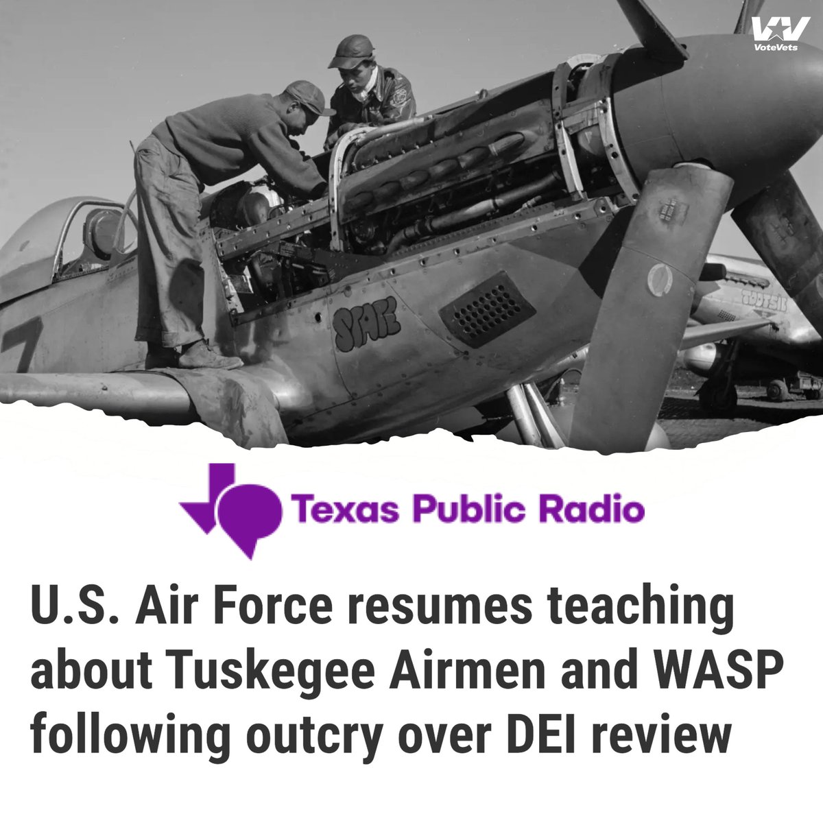 Trump’s orders, backed by MAGA henchmen, erased lessons on the Tuskegee Airmen and WASP—now they want credit for bringing them back? To be clear—it wasn’t them. It was pressure from those who actually value service and sacrifice of US Troops that forced the reversal. 

Meanwhile,