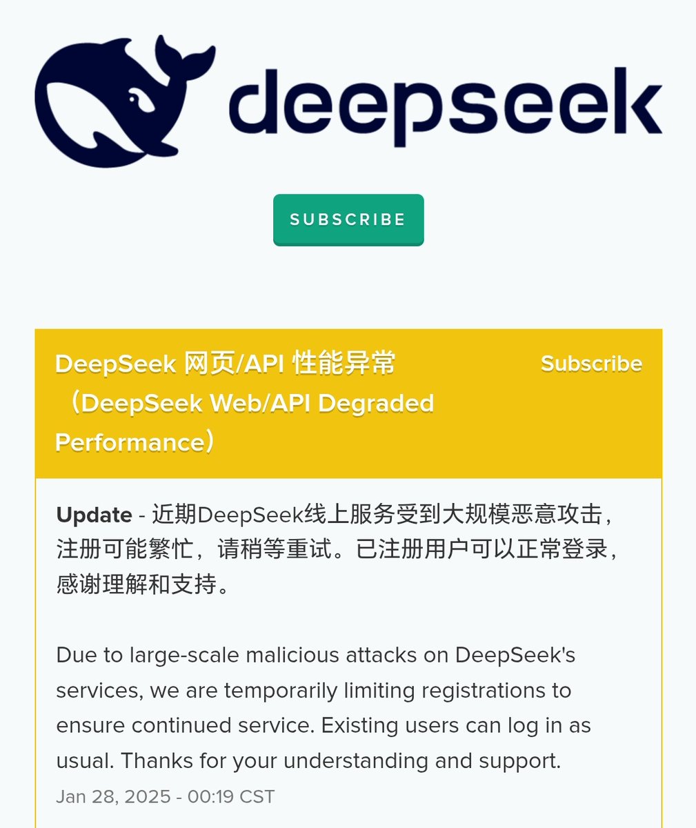 drmohasad's tweet photo. Another #ai or #GenAI attacking @deepseek? Would be interesting if it is/was. https://t.co/aB1xjSrsyZ