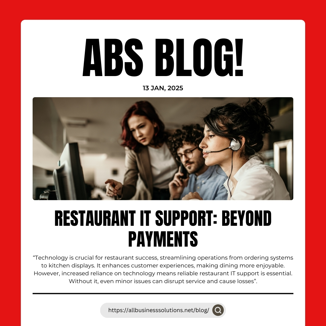 abspos1's tweet image. IT issues can disrupt your restaurant’s operations. Learn why reliable support is key to keeping things running smoothly.

🌐 Visit allbusinesssolutions.net or click the Linktree in our bio to visit our website!

#RestaurantTech #ITSupport #AllBusinessSolutions