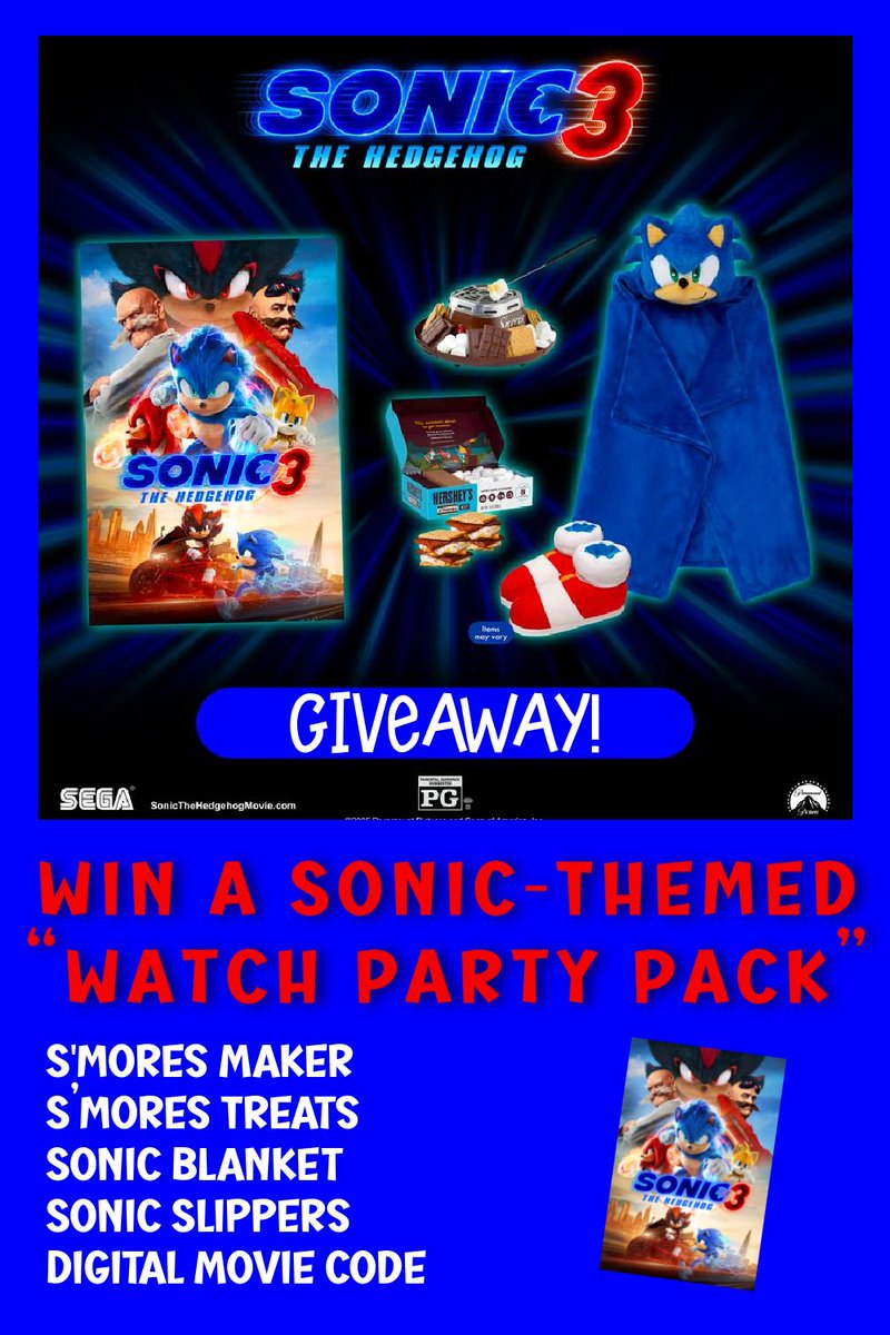 pamelamaynard's tweet photo. Get ready for an epic movie night with our Sonic 3 Watch Party Pack #Giveaway! One lucky winner will receive an amazing prize pack filled with everything for ultimate Sonic movie marathon. #Sonicmovie3 Enter daily for more chances to win!, Ends 2/4/25
https://t.co/CYvfDOx5Am https://t.co/IAeOhbY94A