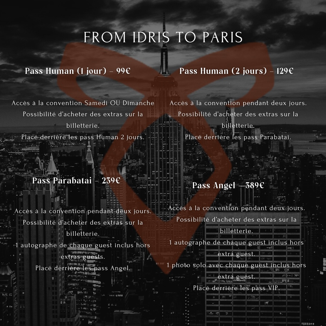 Union_Conv's tweet image. 🇫🇷Voici les différents pass et prix pour notre convention Shadow Hunters ! 
-----
🇺🇸Here are the different passes and prices for our Shadow Hunters convention!