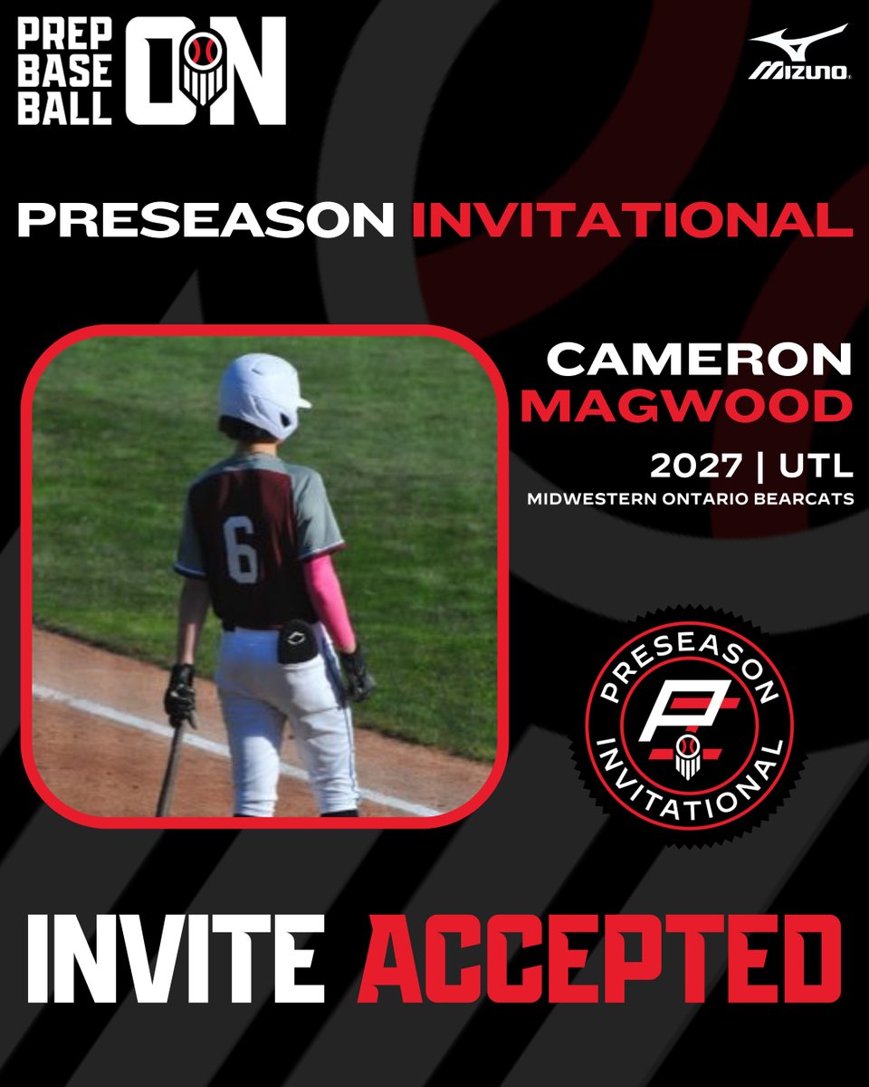 Prep Baseball Ontario (@prepbaseballon) on Twitter photo ππ«ππ¬πππ¬π¨π§ ππ§π―π’ππππ’π¨π§ππ₯: ππ§π―π’ππ πππππ©πππ
'27 UTL Cameron Magwood (<a href="/mobearcats/">Midwestern Ontario Bearcats</a>) has accepted his invite to the top preseason event in ONβΌοΈ
Event is ππππ πππ ππ«ππ¬πππ¬π¨π§ ππ§π―π’ππππ’π¨π§ππ₯: ππ§π―π’ππ πππππ©πππ
'27 UTL Cameron Magwood (<a href="/mobearcats/">Midwestern Ontario Bearcats</a>) has accepted his invite to the top preseason event in ONβΌοΈ
Event is ππππ πππ