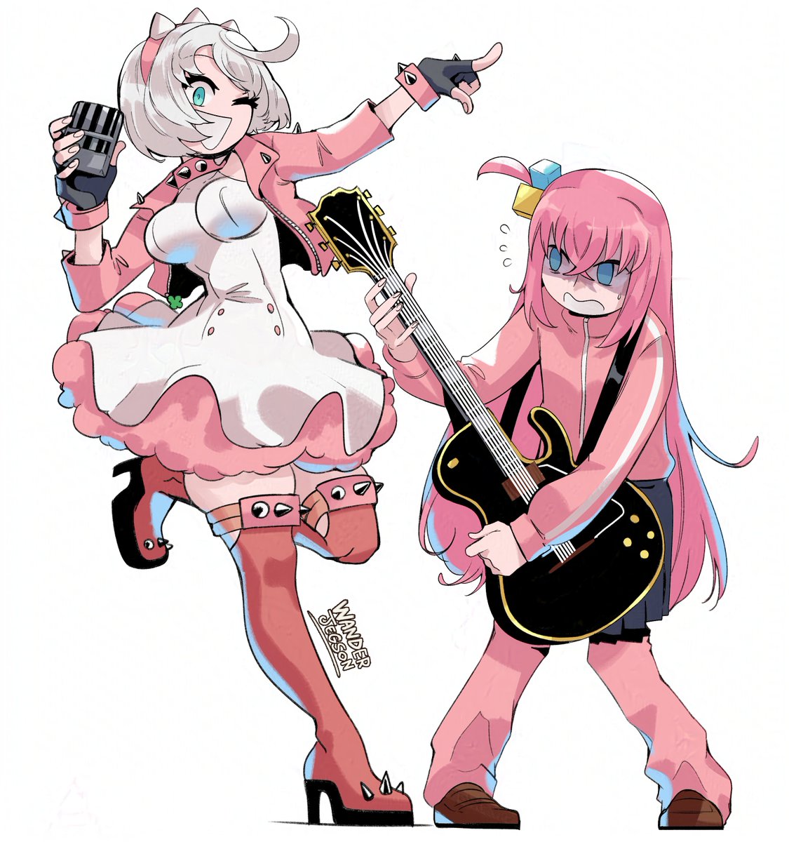 Pink girl who's in a rock band from Guilty Gear meets Pink girl who's in a rock band from Bocchi The Rock: