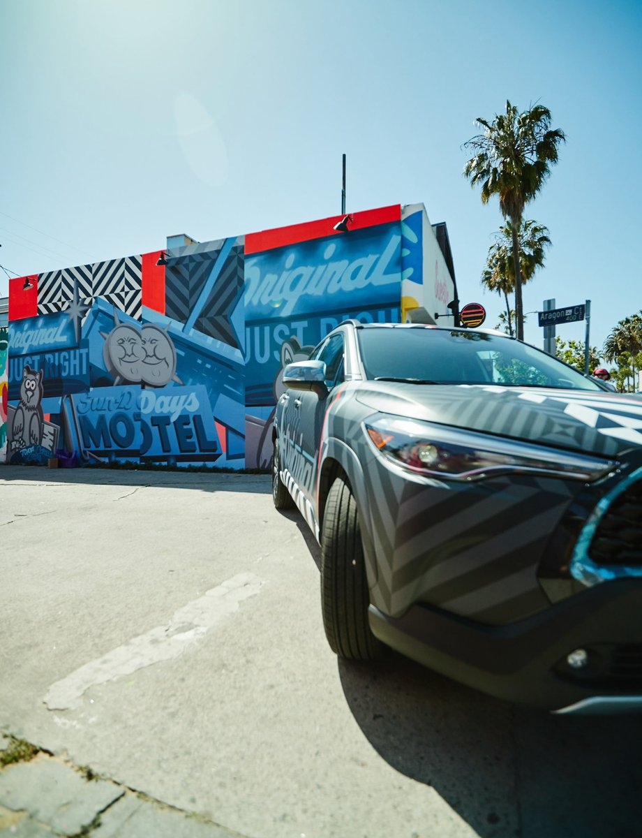 Trav x <a href="/Toyota/">Toyota USA</a> 📍 A partnership between myself and Toyota to celebrate their new Corolla Cross.  I got to design and paint a mural as well as design a vehicle wrap for the car.
