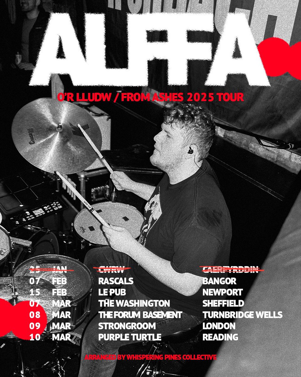 alffa_band's tweet photo. O’R LLUDW / FROM ASHES TOUR 2025 🖤

Grab your tickets through the link in our bio, no tickets needed for Sheffield and Reading as they’re free events. Loveee it x

Bachwch eich tocynnau trwy’r linc yn ein bio. Dim angen tocynnau ar gyfer Sheffield + Reading. Loveee it x https://t.co/2brTVWEAY8