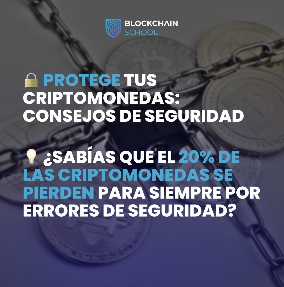 BCSchool_'s tweet photo. 🔐5 tips para proteger tus criptomonedas:
1️⃣ Usa billeteras frías.
2️⃣ Anota tu frase de recuperación y guárdala segura.
3️⃣ Activa 2FA en todas tus cuentas.
4️⃣ Evita redes WiFi públicas.
5️⃣ Actualiza tus dispositivos y apps.
#CriptoSeguridad #BCS #EducaciónCripto https://t.co/b0ItmIHdiE