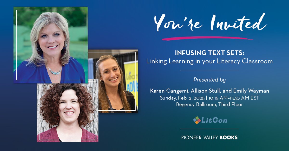 pvalleybooks's tweet photo. Heading to #LitCon this weekend? Learn how text sets can help build background knowledge *and* literacy skills in our Sunday session. And don't forget to stop by our boothβyou can't miss it! π
@k8litcon https://t.co/gR7YYPgvxl