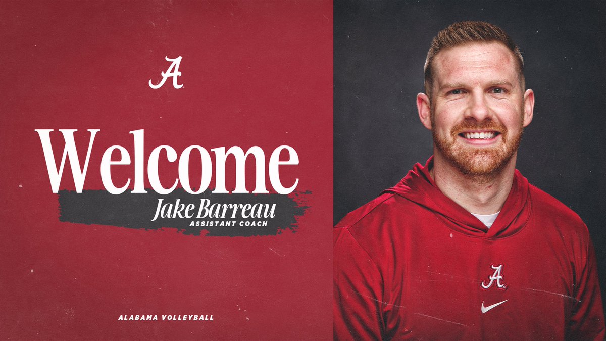 Help us welcome the newest member of the Crimson Tide family - Assistant Coach Jake Barreau!

📰Read More: bit.ly/3Ee2Kqk

#BamaVB #RollTide