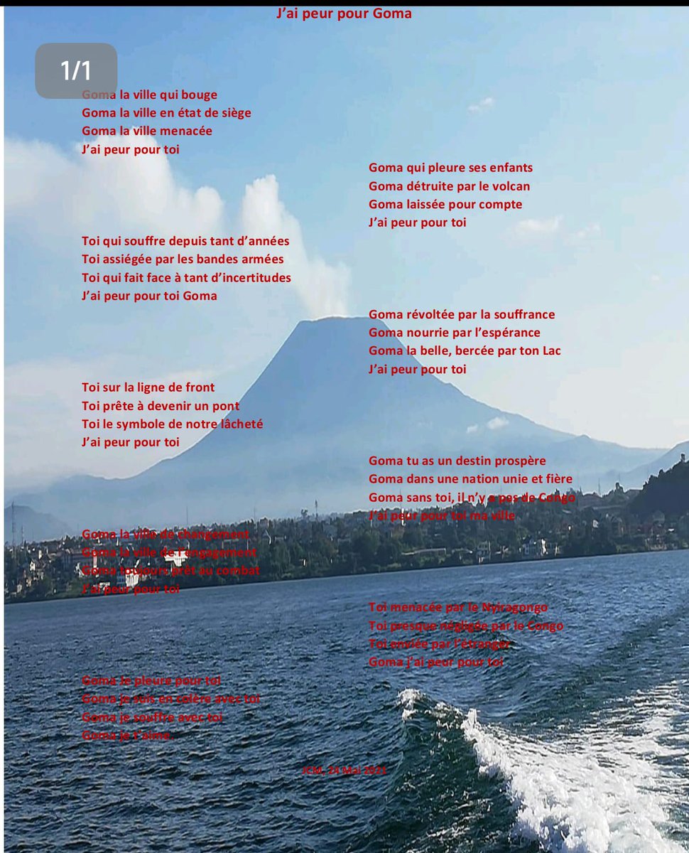 mputujeanclaude's tweet photo. Goma, L'histoire va se répéter jusqu'à quand ? Mai 2021 j'avais ces mots pour Goma... Aujourd’hui le Rwanda croit te conquérir et pourtant ton âme est invincible. Goma tu nous reviendra car tu es le Congo Éternel @matumo_b @fredbauma90 @jm_senga @rebecca_kabuo @ligodi https://t.co/AOTHsXK3N5