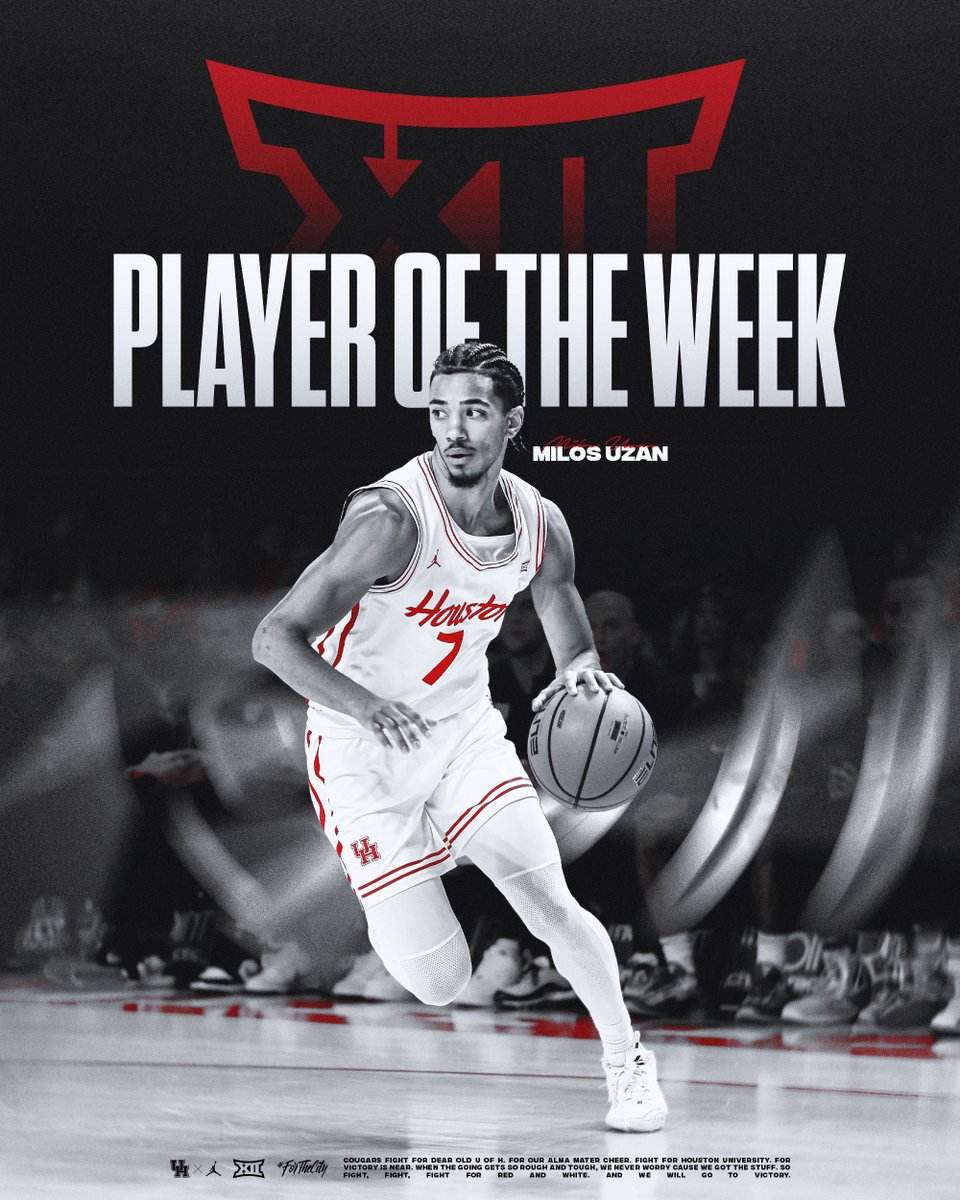 Houston Men's Hoops π πΎ (@uhcougarmbk) on Twitter photo CONGRATS to Milos Uzan, <a href="/lossyuzan/">Milos UzanβΉ</a> ππ½ ππ½ ππ½
He's the <a href="/Big12Conference/">Big 12 Conference</a> Player of the Week, the first in his career
#ForTheCity x #GoCoogs
π β bit.ly/4azbTWt CONGRATS to Milos Uzan, <a href="/lossyuzan/">Milos UzanβΉ</a> ππ½ ππ½ ππ½
He's the <a href="/Big12Conference/">Big 12 Conference</a> Player of the Week, the first in his career
#ForTheCity x #GoCoogs
π β bit.ly/4azbTWt