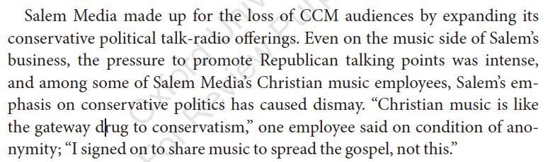 In God Gave Rock &amp; Roll to You, I wrote about how Salem Media sought to manage the loss of #CCM audiences by expanding conservative political talk-radio offerings.